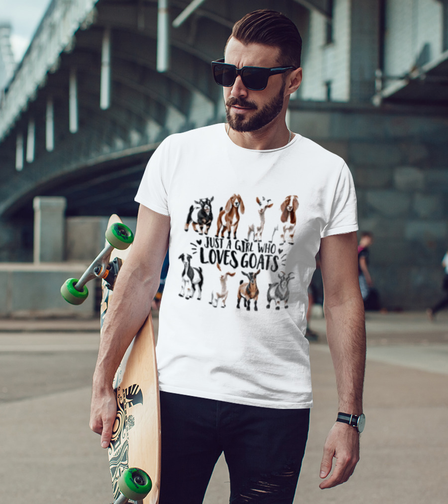 Just A Girl Who Loves Goats With Cute Goat Illustrations T-Shirt