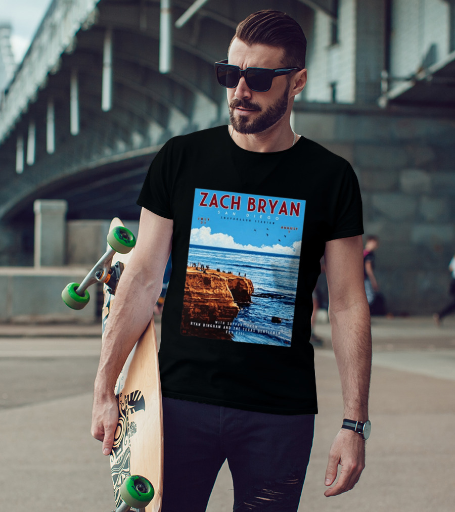 Zach Bryan San Diego Snapdragon Stadium July 31 August 1 With Support From Ryan Bingham The Texas Gentlemen Feu Fei T-Shirt