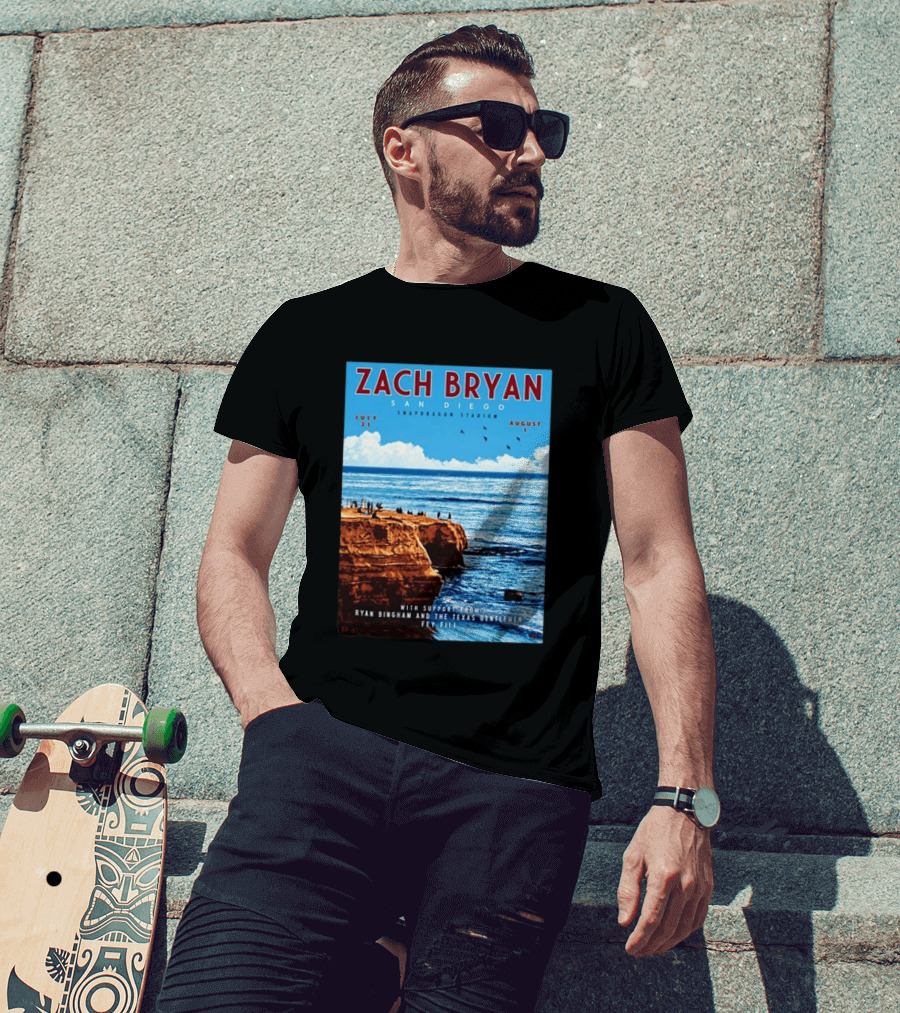 Zach Bryan San Diego Snapdragon Stadium July 31 August 1 With Support From Ryan Bingham The Texas Gentlemen Feu Fei T-Shirt