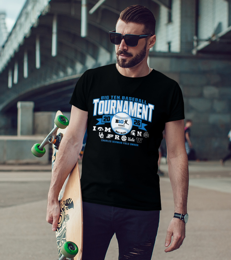 Big Ten Baseball Tournament 2026 Charles Schwab Field Omaha Iowa Michigan Purdue UCLA Ohio State T-Shirt