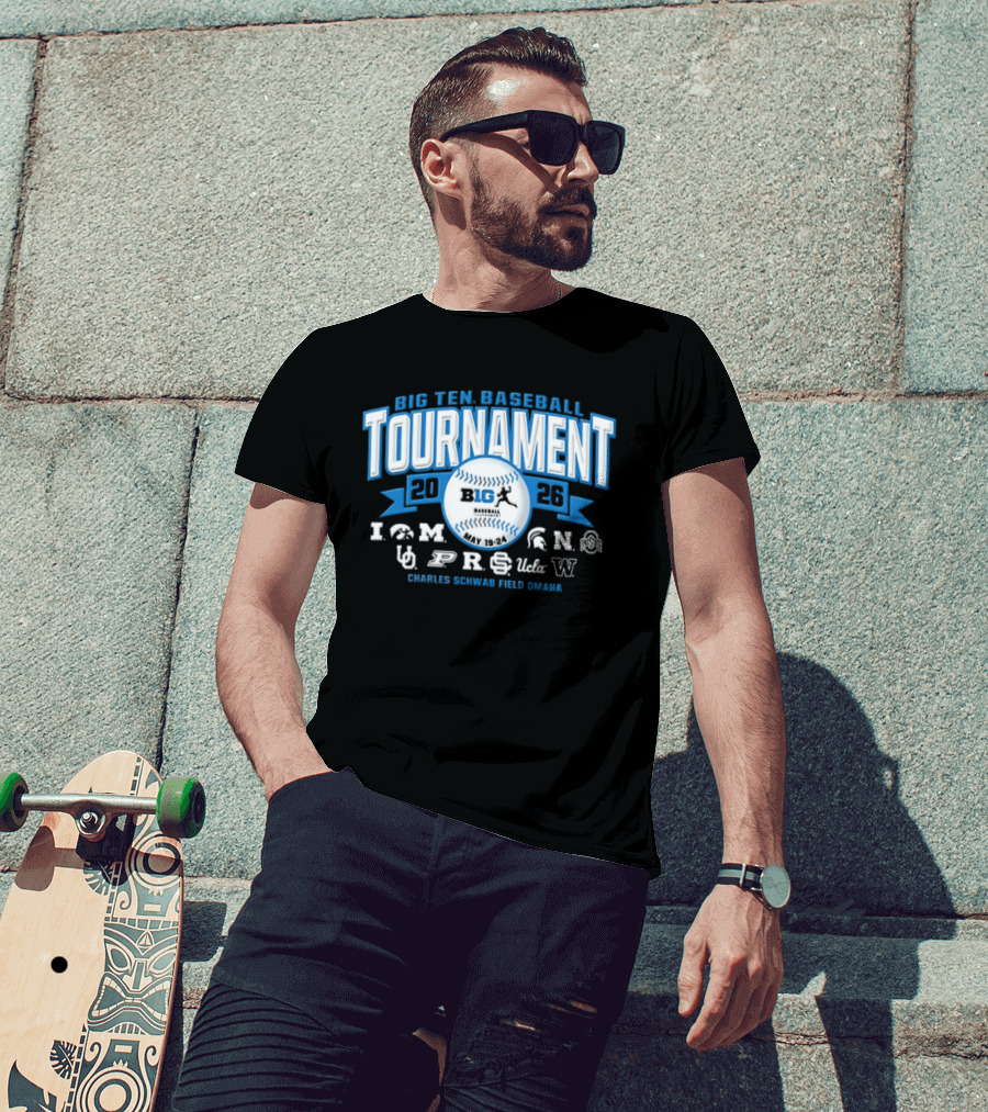 Big Ten Baseball Tournament 2026 Charles Schwab Field Omaha Iowa Michigan Purdue UCLA Ohio State T-Shirt