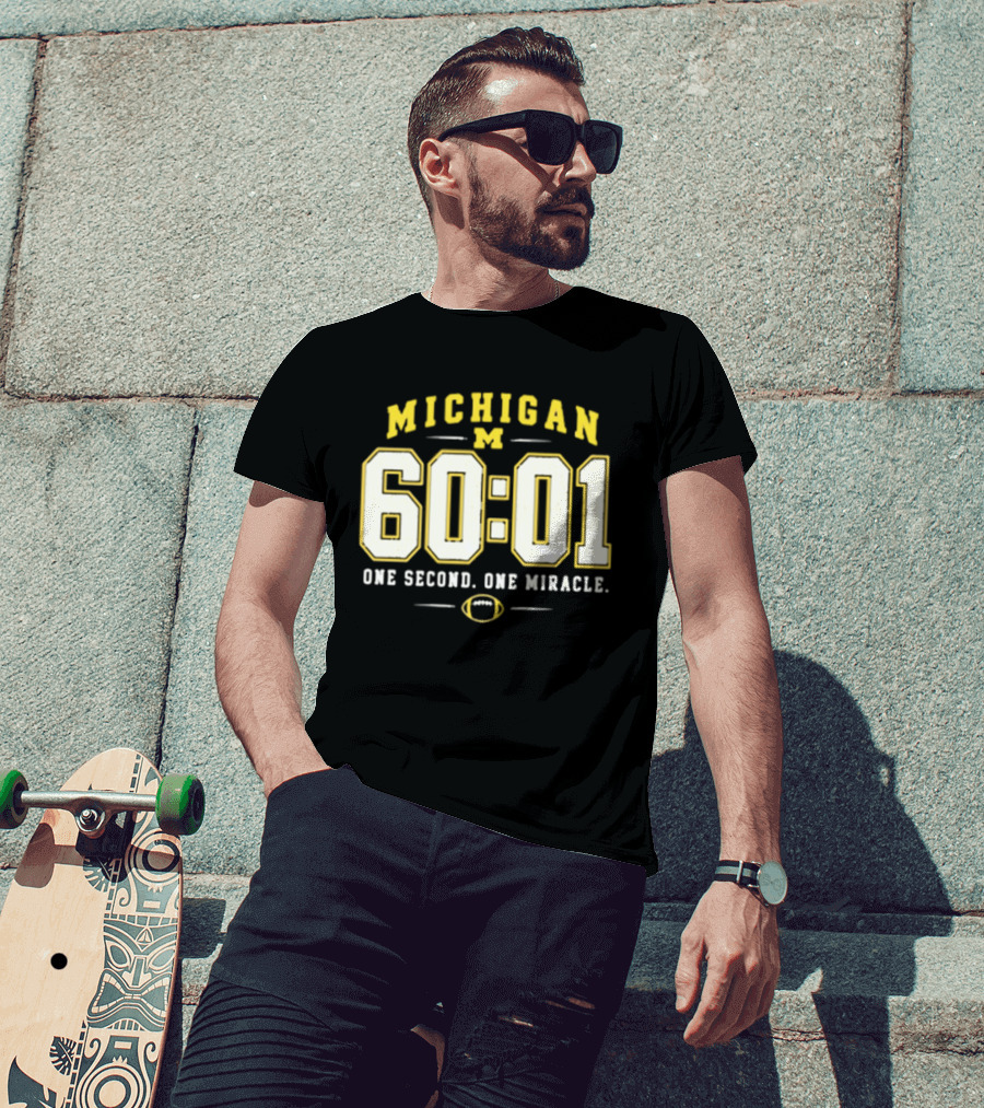 Michigan Wolverines 60 01 One Second One Miracle Football T-Shirt