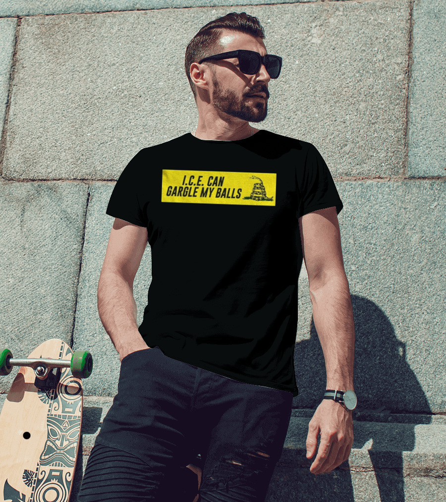 I.C.E. Can Gargle My Balls Political Gadsden Flag Snake T-Shirt