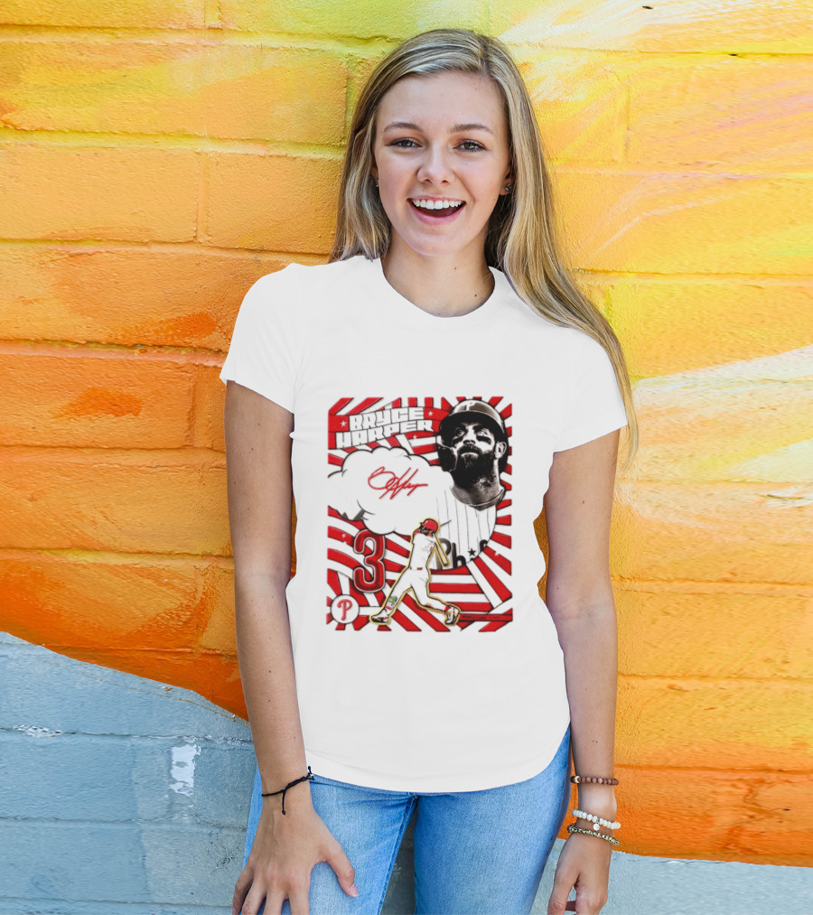 Bryce Harper Philadelphia Phillies 2026 MLB Signature Number 3 T-Shirt