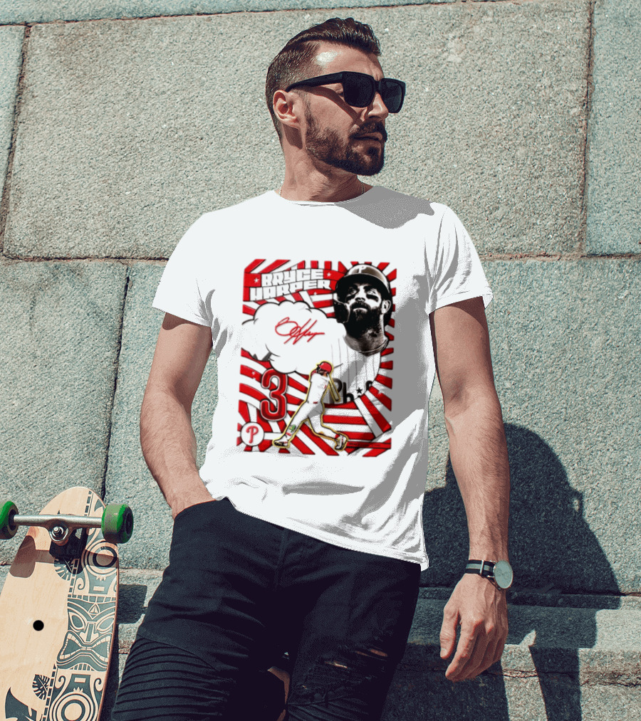 Bryce Harper Philadelphia Phillies 2026 MLB Signature Number 3 T-Shirt