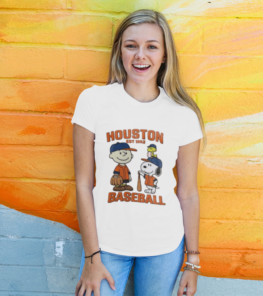 Charlie Brown Snoopy Houston Baseball Est 1962 T-Shirt