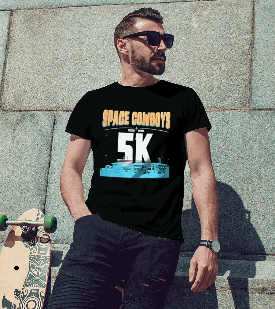 Space Cowboys 5k Cyan Ballpark Cityscape Night Stars T-Shirt