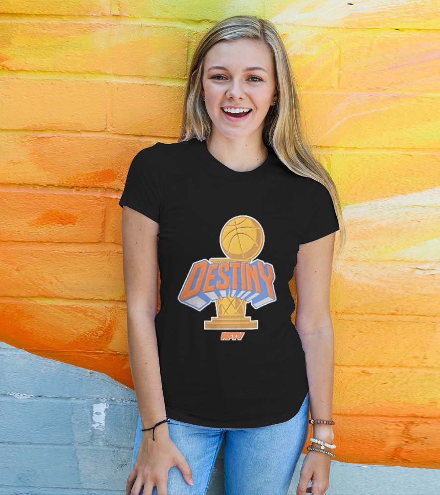 Destiny Gold Basketball Hoop Trophy Cartoon KFTV Orange Lettering T-Shirt