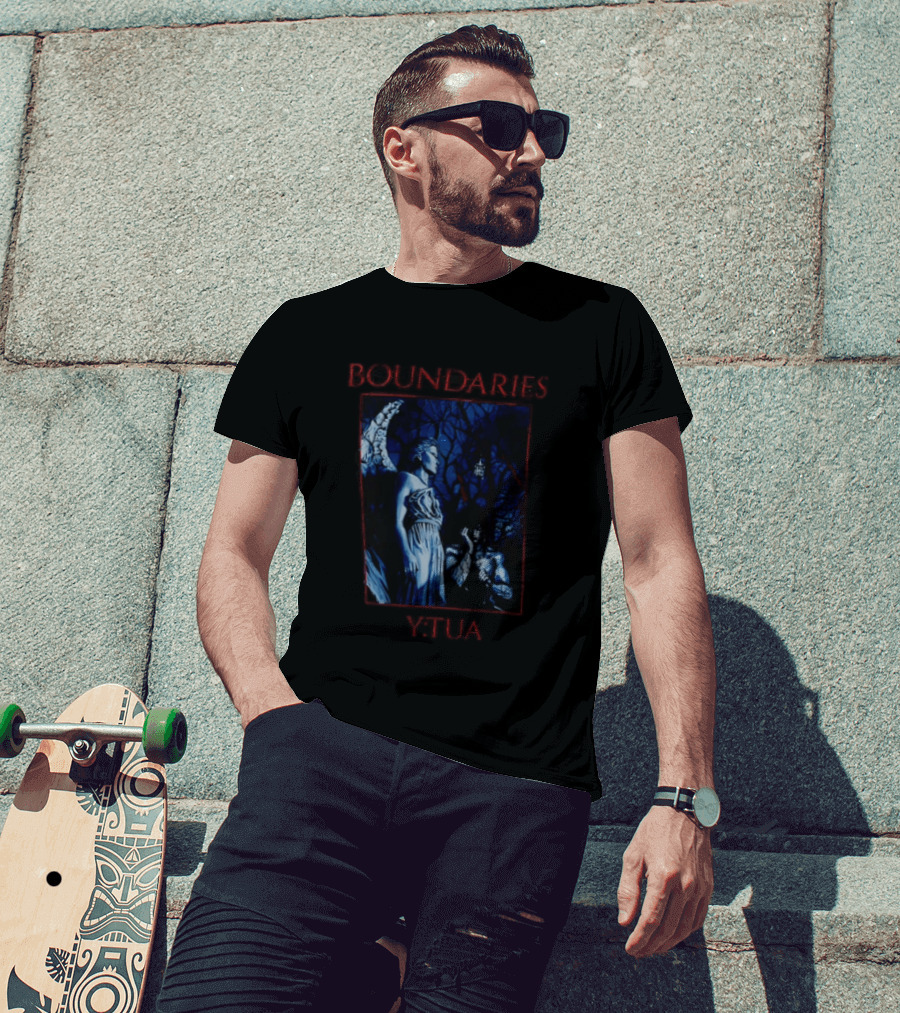Boundaries YTUA Angel Statue And Dark Forest T-Shirt