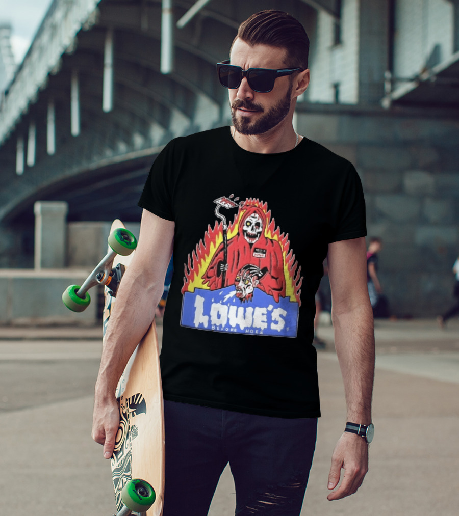 Lowes Before Hoes Hell O Death Grim Reaper Severed Head Paint Roller Cartoon T-Shirt