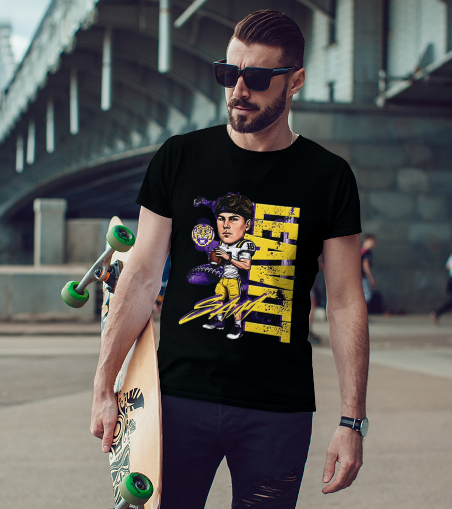 Sam Levis LSU Tigers Football Player Caricature Leavitt 18 Signature T-Shirt