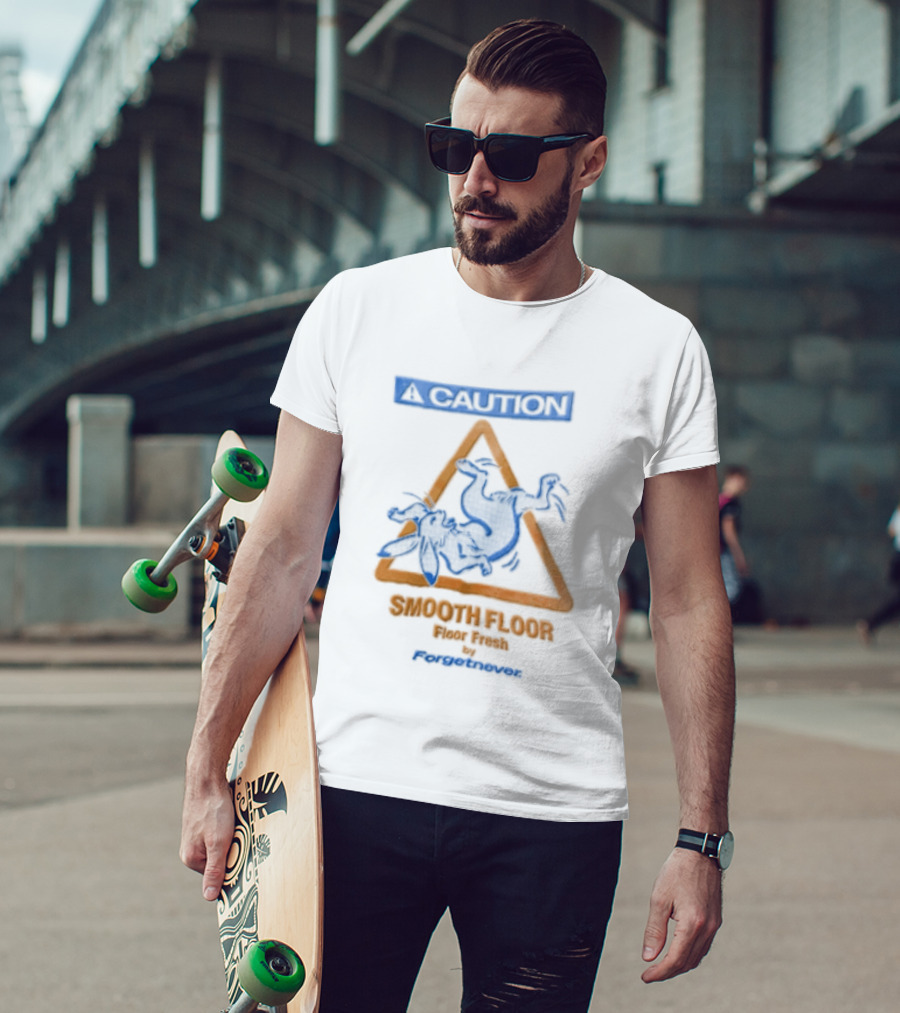 Caution Smooth Floor Forgetnever Rabbit Falling T-Shirt