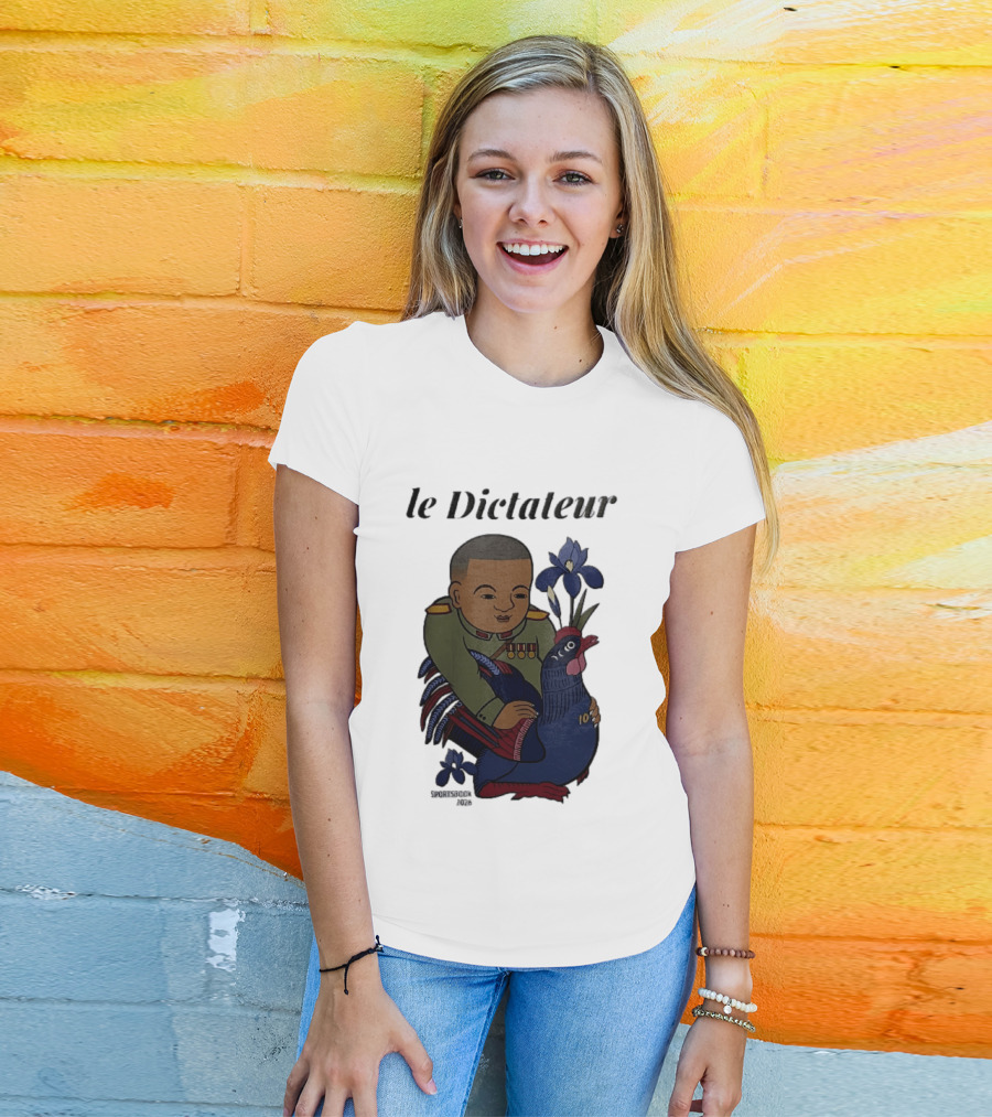 Le Dictateur Sportsbook 2026 Military Officer Cartoon French Rooster Iris Flowers T-Shirt