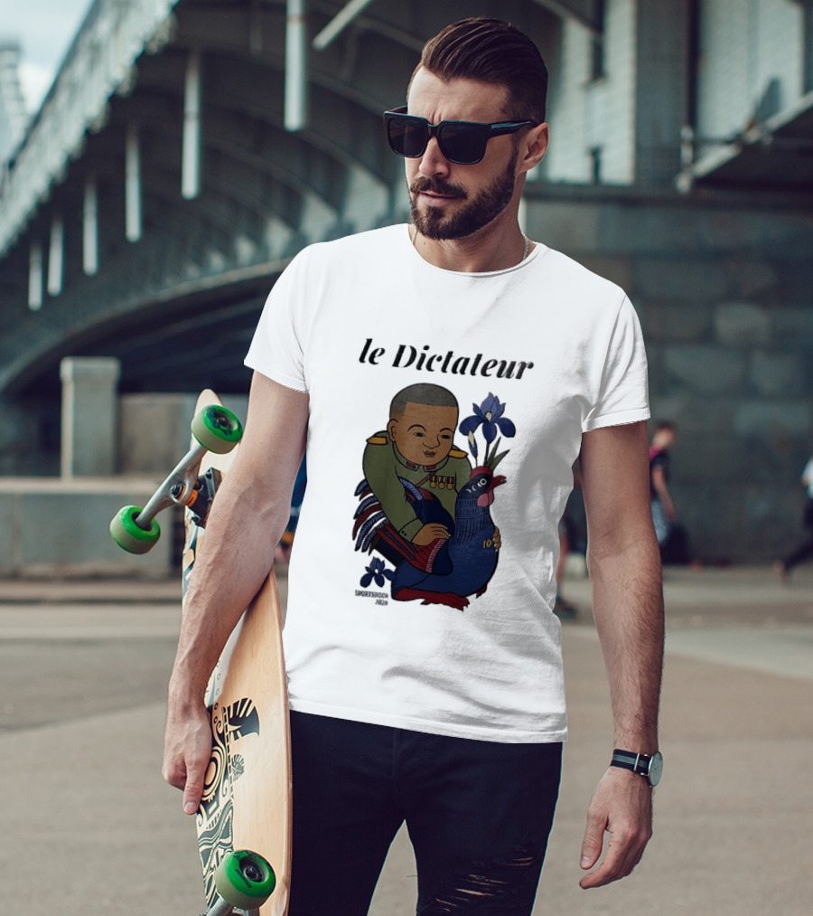 Le Dictateur Sportsbook 2026 Military Officer Cartoon French Rooster Iris Flowers T-Shirt