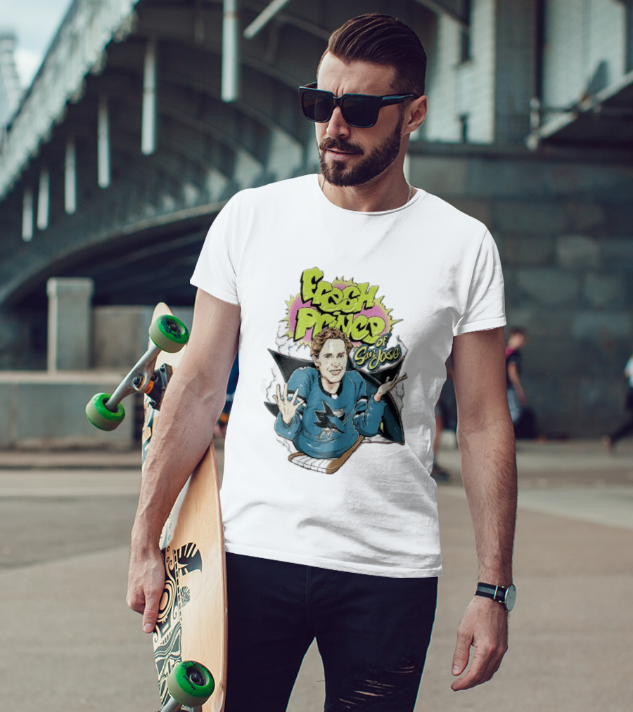 San Jose Sharks NHL Fresh Prince Cartoon Caricature Teal Hockey Jersey T-Shirt