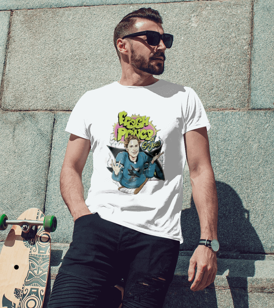 San Jose Sharks NHL Fresh Prince Cartoon Caricature Teal Hockey Jersey T-Shirt