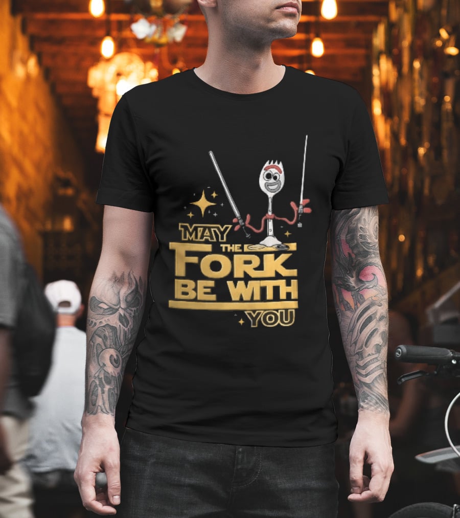 May The Fork Be With You Spork Wielding Lightsabers T-Shirt