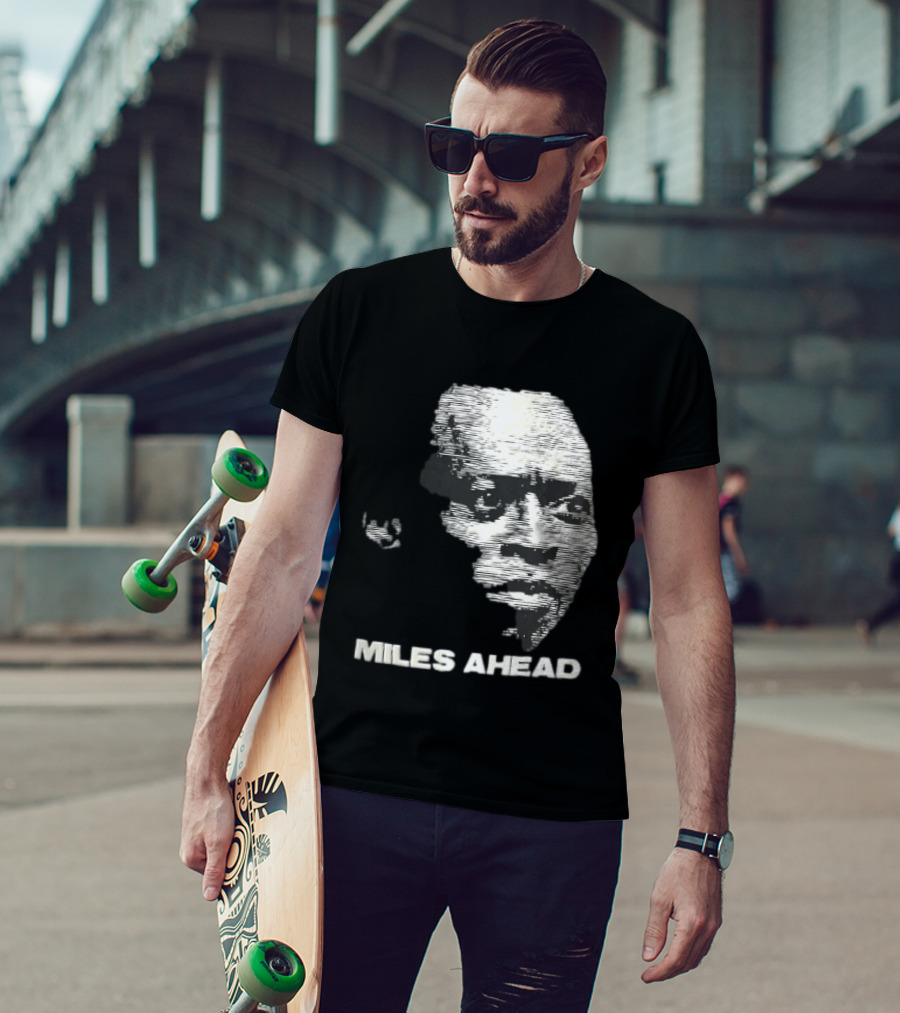 Miles Ahead Face Close Up Horizontal Lines T-Shirt