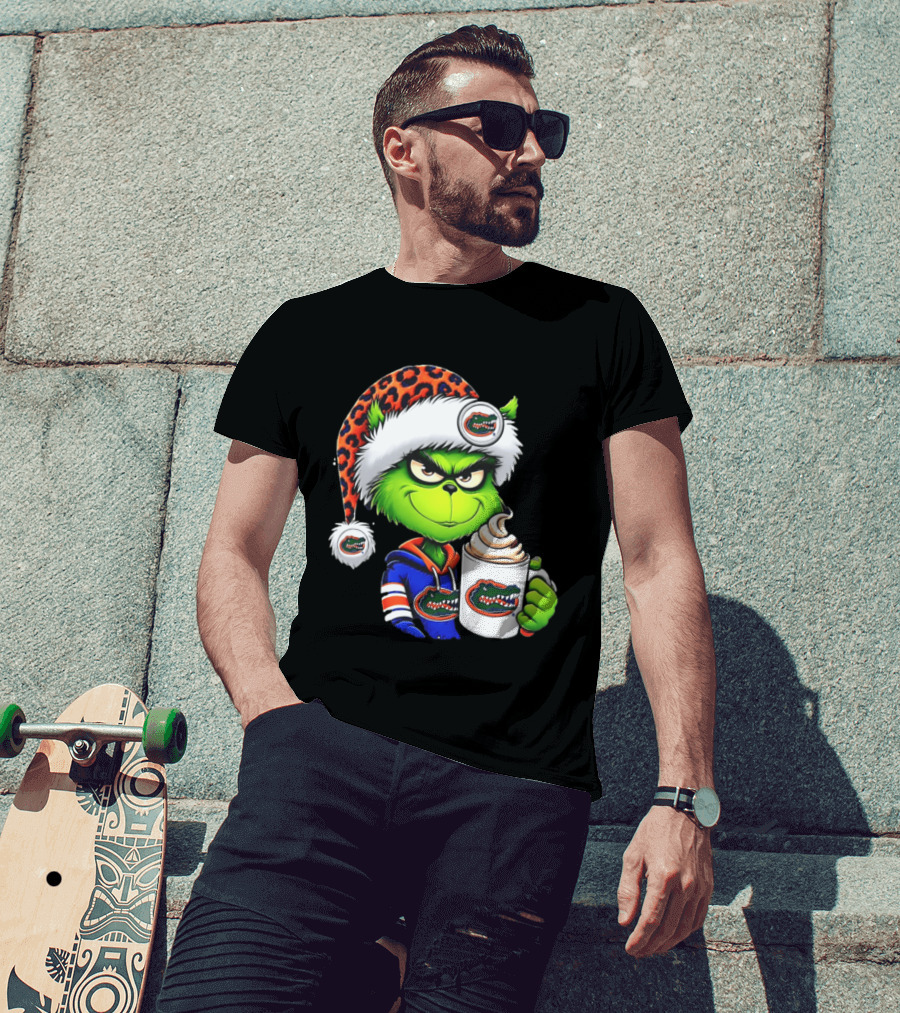 Holiday 2026 Grinch In Florida Gators With Festive And Santa Hat T-Shirt