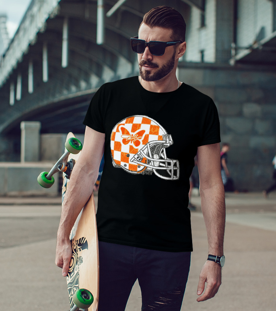 Tennessee Vols Football Helmet Checkerboard Butterfly Dolly Parton Version T-Shirt
