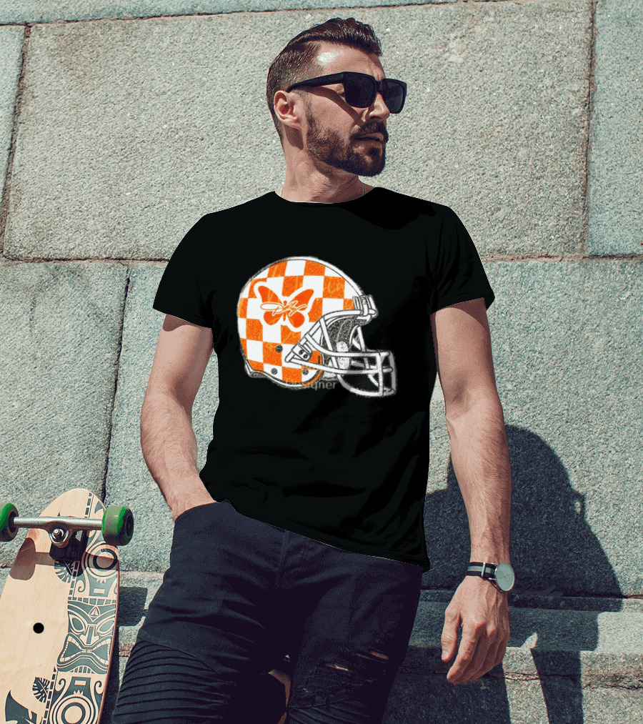 Tennessee Vols Football Helmet Checkerboard Butterfly Dolly Parton Version T-Shirt