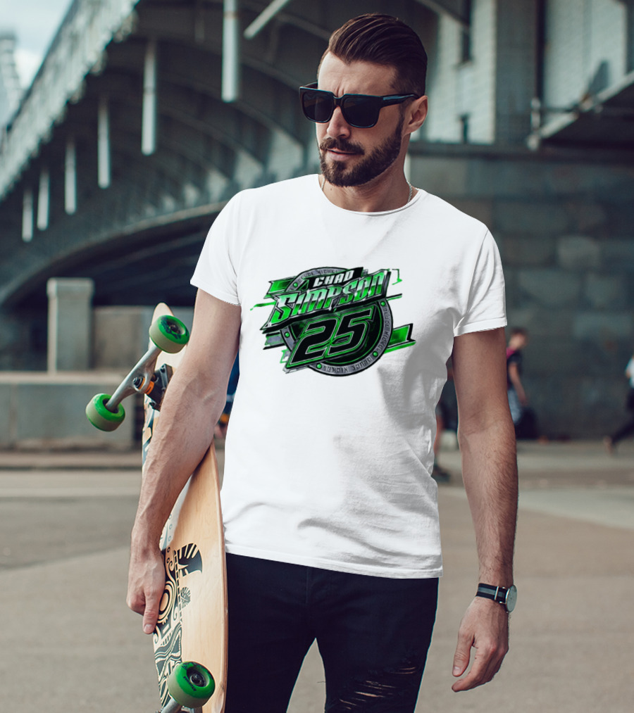 Chad Simpson 25 Deuce Nickel Racing Green Black Christian Series T-Shirt
