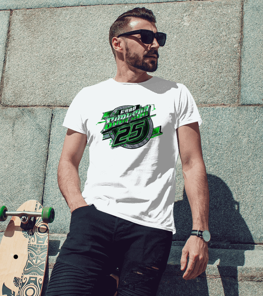 Chad Simpson 25 Deuce Nickel Racing Green Black Christian Series T-Shirt