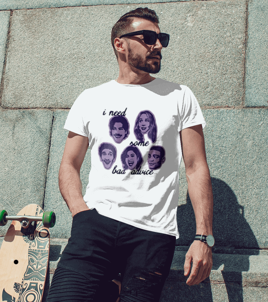 I Need Some Bad Advice Purple Monochromatic Five People Head Cutouts T-Shirt