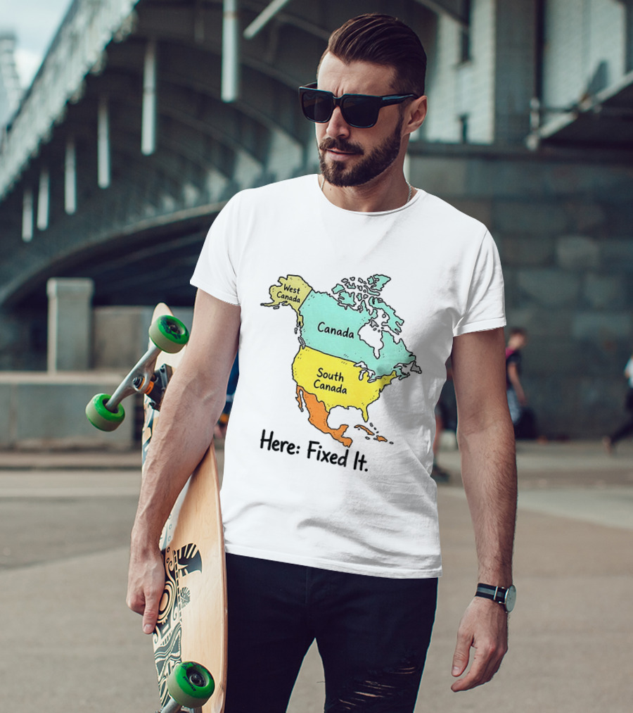 South Canada North America Map Here Fixed It Canada T-Shirt