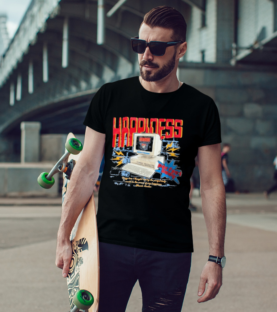 Happiness Perfect Body Retro Computer Lightning Bolts T-Shirt