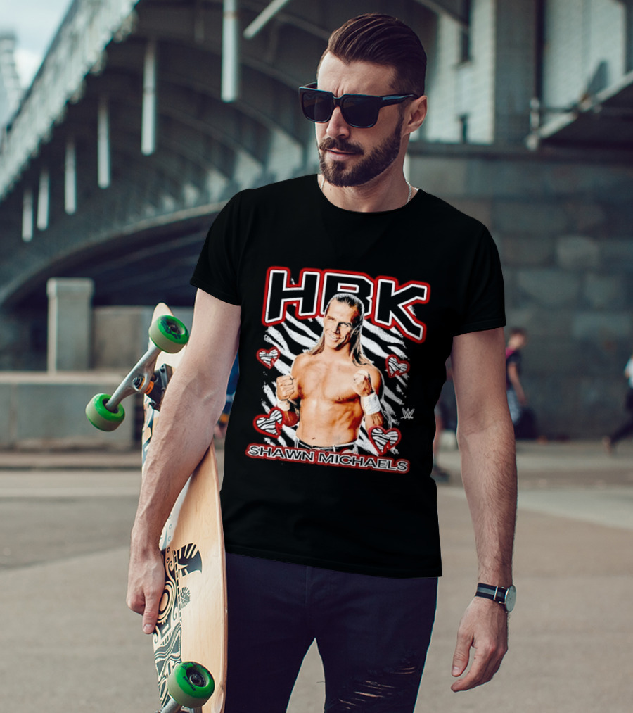 HBK Shawn Michaels Zebra Heart Hearts And Stripes T-Shirt