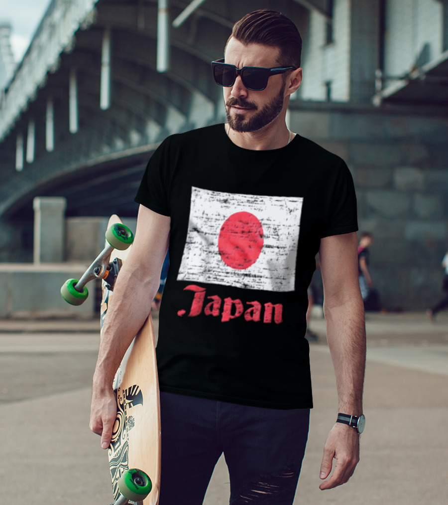 Japan Flag Distressed Style Red Dot Vintage Look T-Shirt