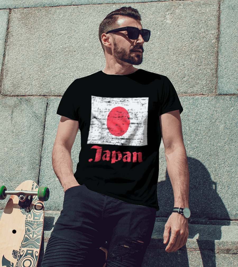 Japan Flag Distressed Style Red Dot Vintage Look T-Shirt