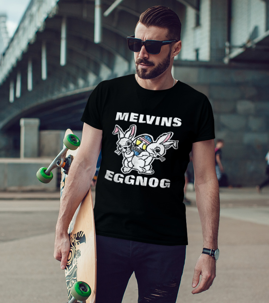 Melvins Eggnog Distressed Conjoined Rabbits Cartoon T-Shirt