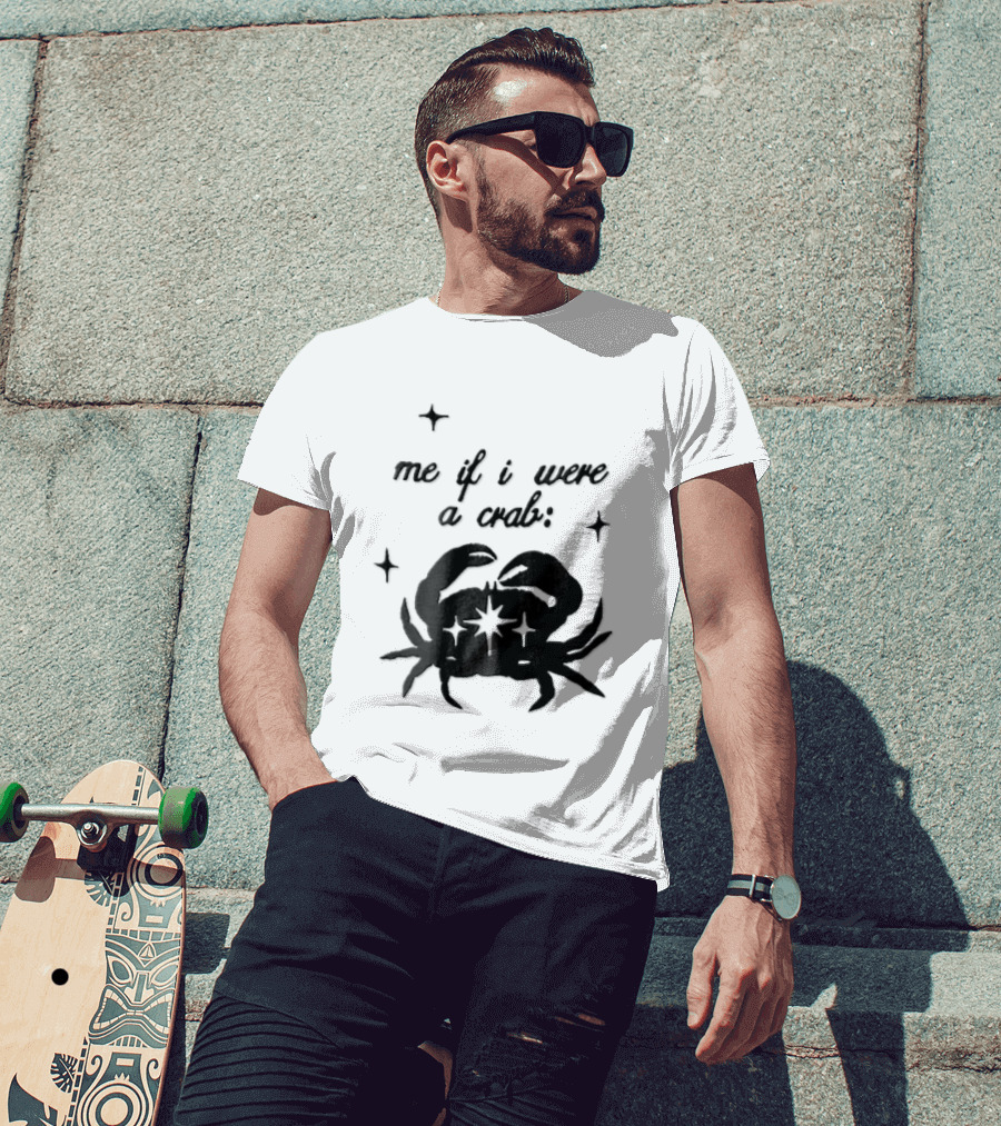 Me If I Were A Crab Crustacean Sparkles Silhouette Four Point Stars T-Shirt