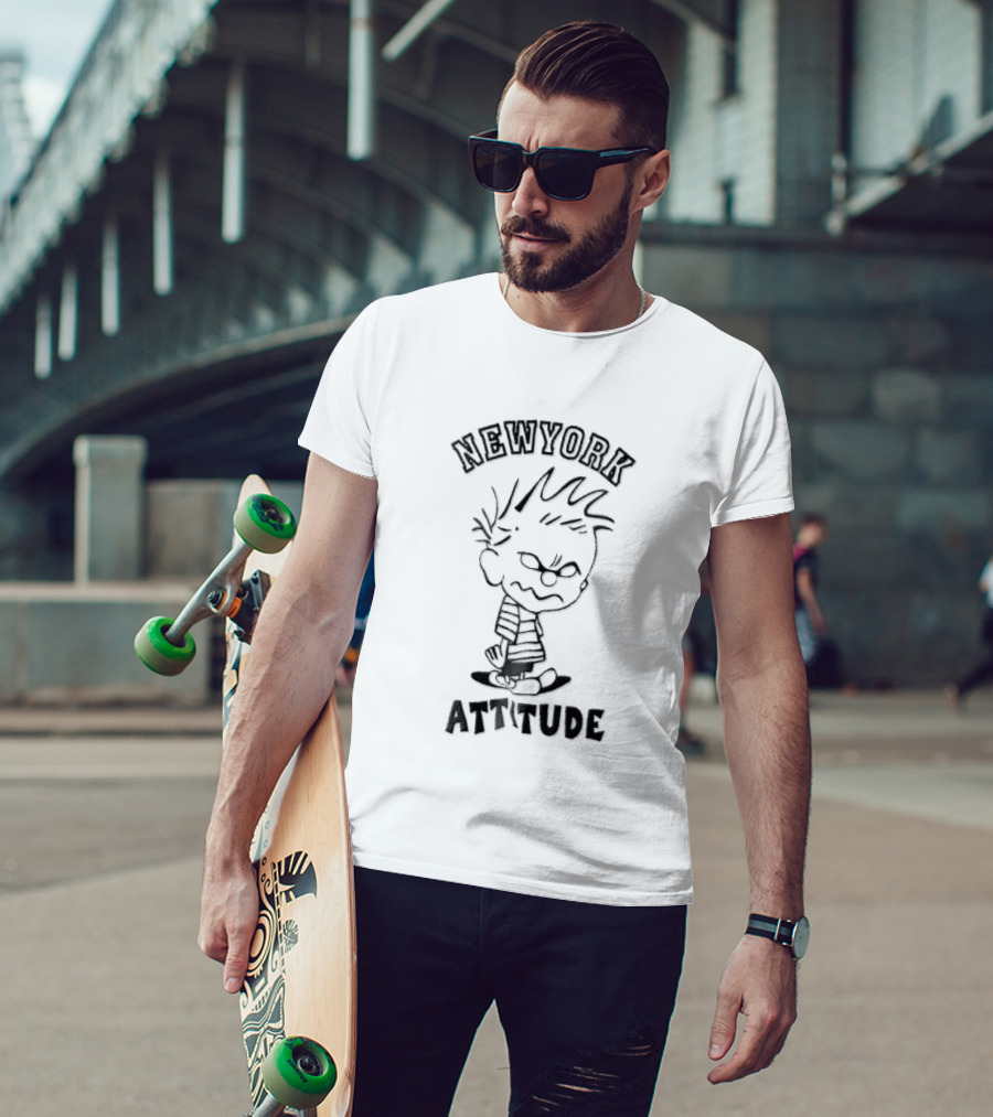 Newyork Attitude Bootleg Angry Spiky Hair Cartoon Boy T-Shirt