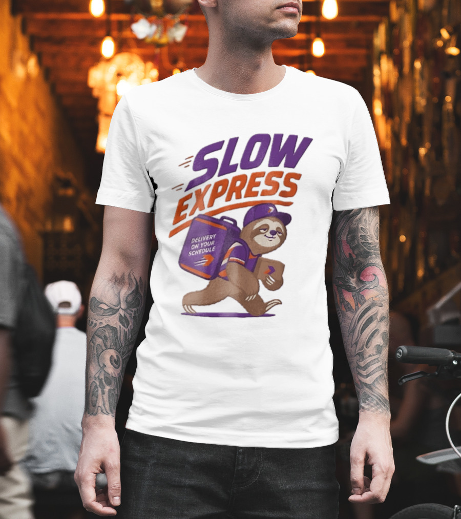 Slow Express Delivery On Your Schedule Cartoon Sloth Courier Carrying Package T-Shirt