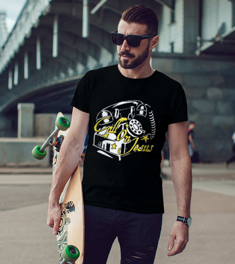 Call On Jesus Rotary Telephone Yellow Stars T-Shirt