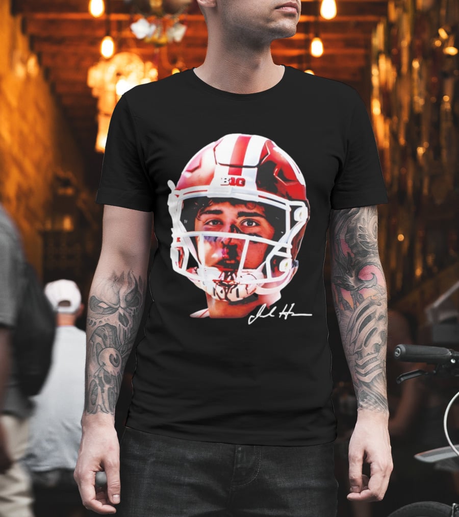 Josh Hoover Indiana Tuff Bloody Face Big Ten Football Helmet Signature T-Shirt