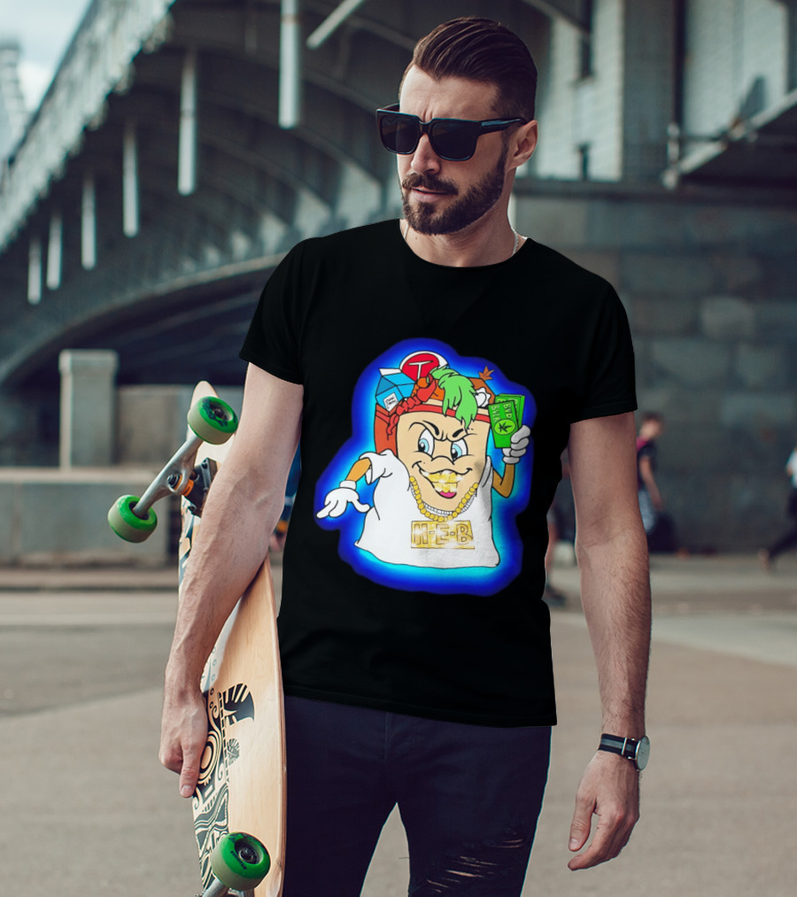 H E Buddy Bud Bucks Character Holding Bud Buck Bills And Wearing Gold Chain With Bling H E B T-Shirt