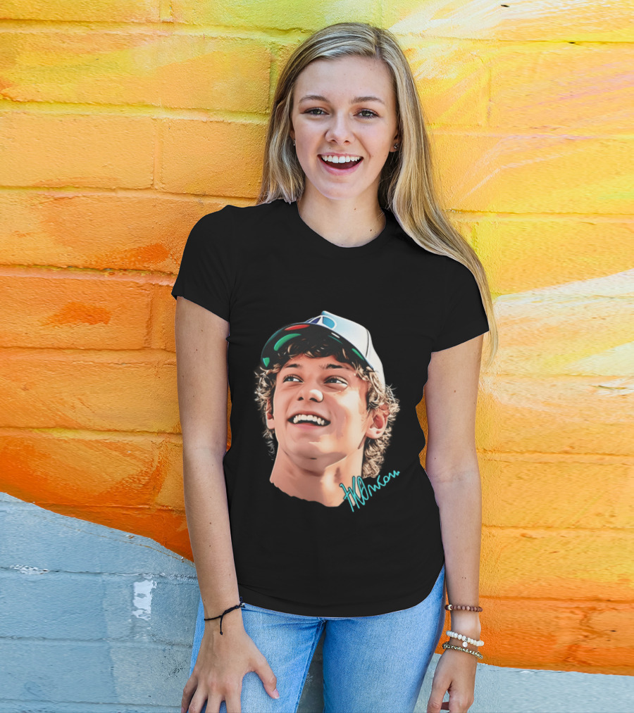 Kimi Antonelli F1 Team Smiley Big Head Signature Cap Racing T-Shirt