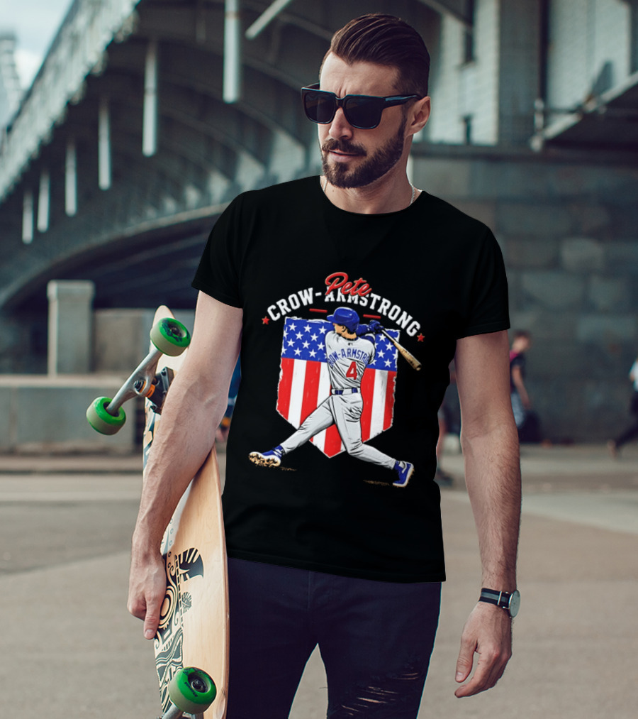 Pete Crow Armstrong Chicago Cubs Baseball 4 American Flag 2026 T-Shirt