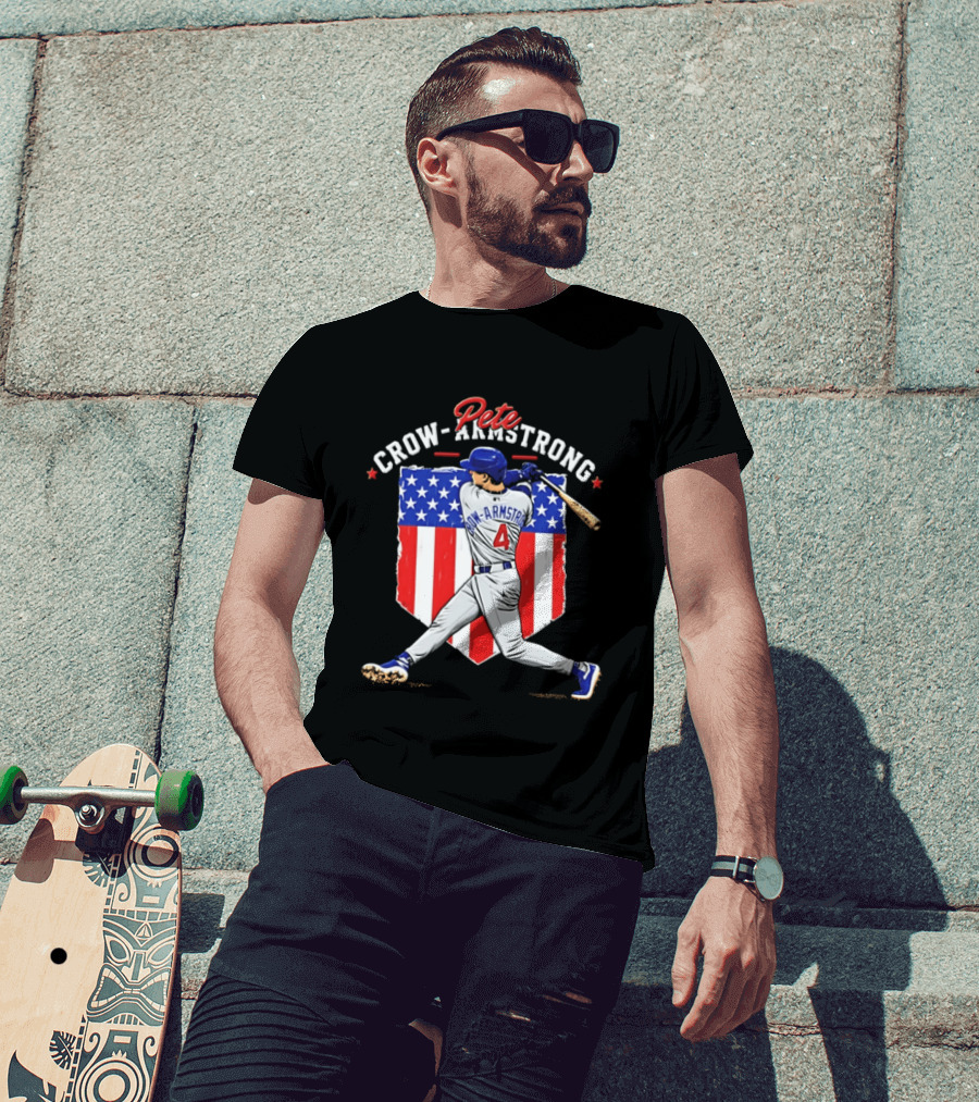 Pete Crow Armstrong Chicago Cubs Baseball 4 American Flag 2026 T-Shirt