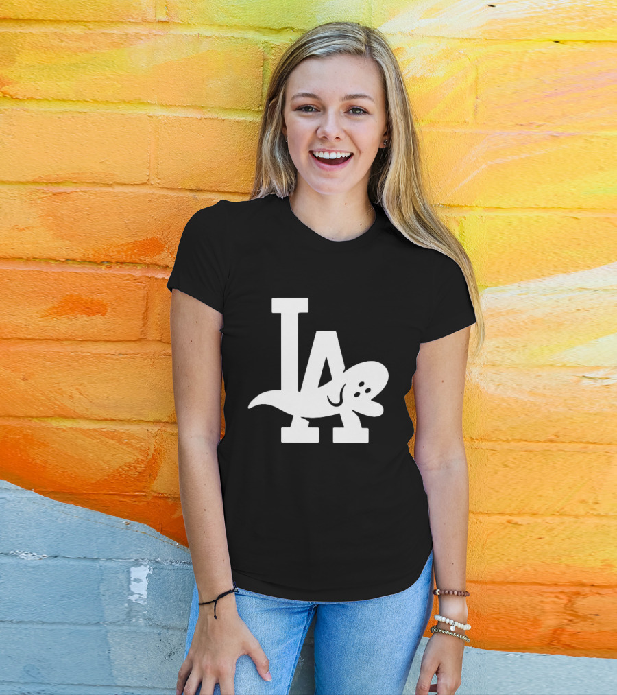 Los Angeles Dodgers LA Ghost Logo Halloween T-Shirt