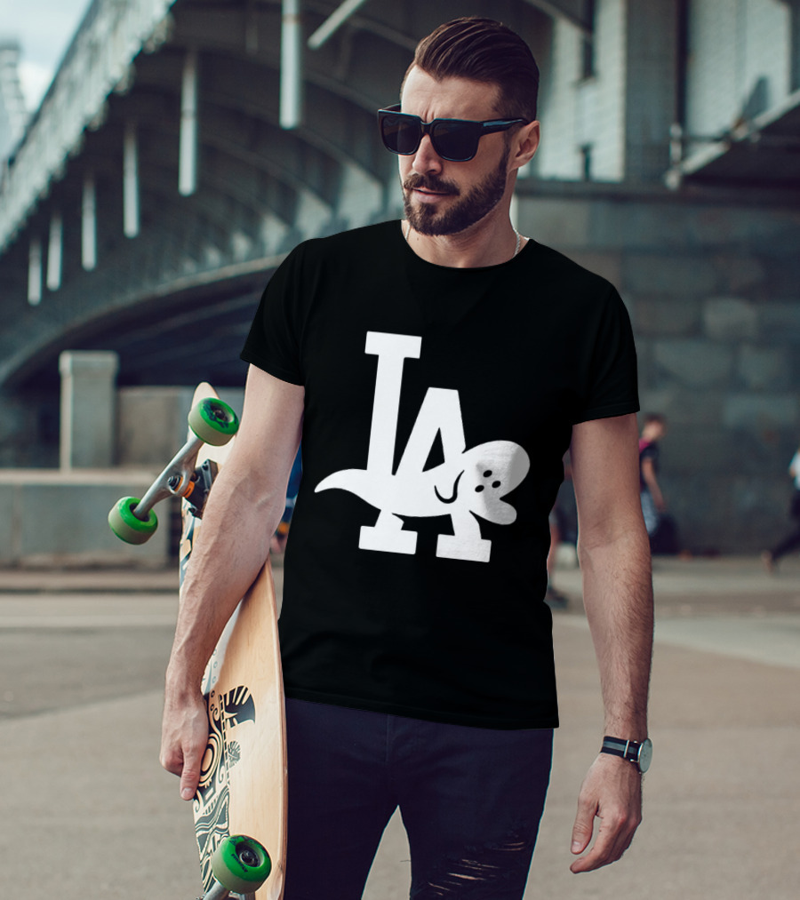 Los Angeles Dodgers LA Ghost Logo Halloween T-Shirt