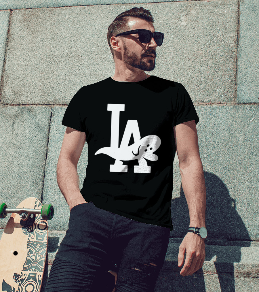 Los Angeles Dodgers LA Ghost Logo Halloween T-Shirt