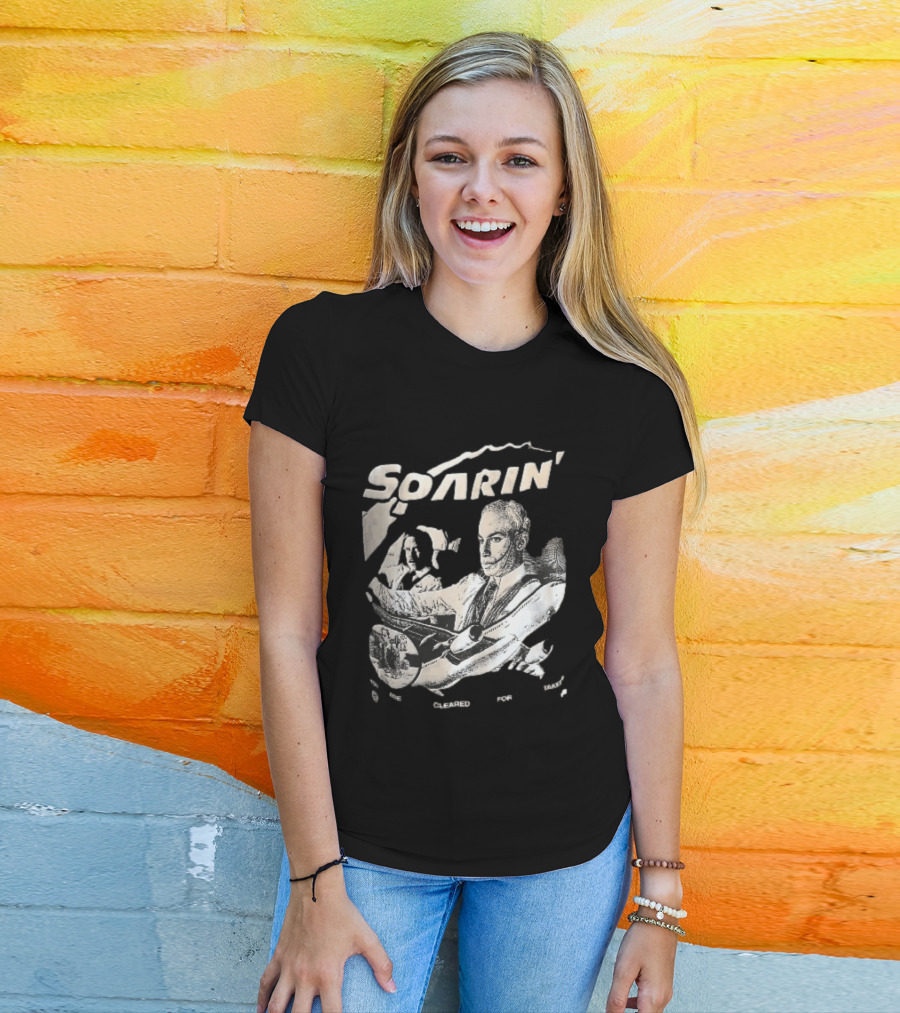 Soarin You Are Cleared For Takeoff Pilots Airplane Cockpit Halftone T-Shirt