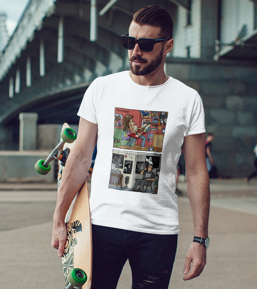 Beetlemoses Comic Heavy Metal Guitarist Listening S Room T-Shirt