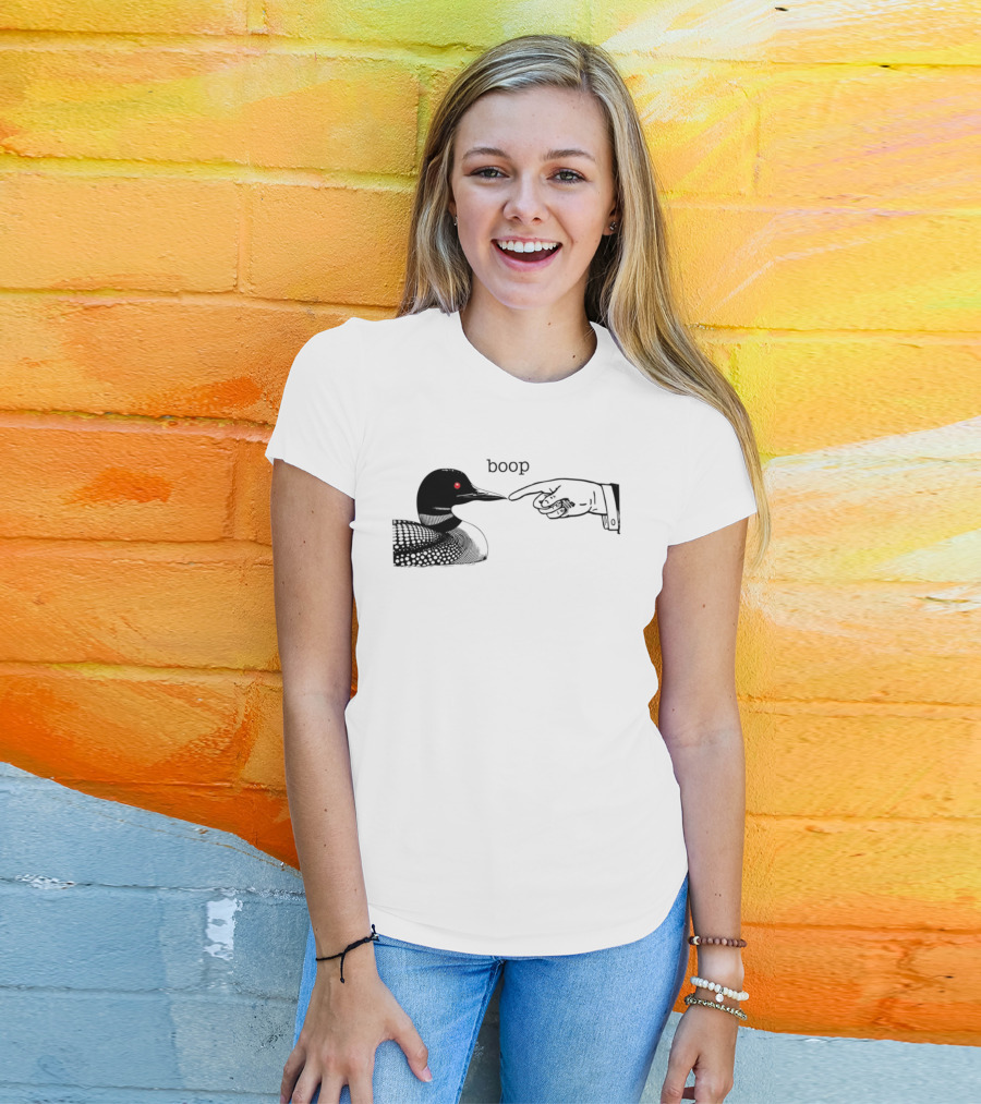 Loon Boop Minnesota Finger Touching Bird T-Shirt
