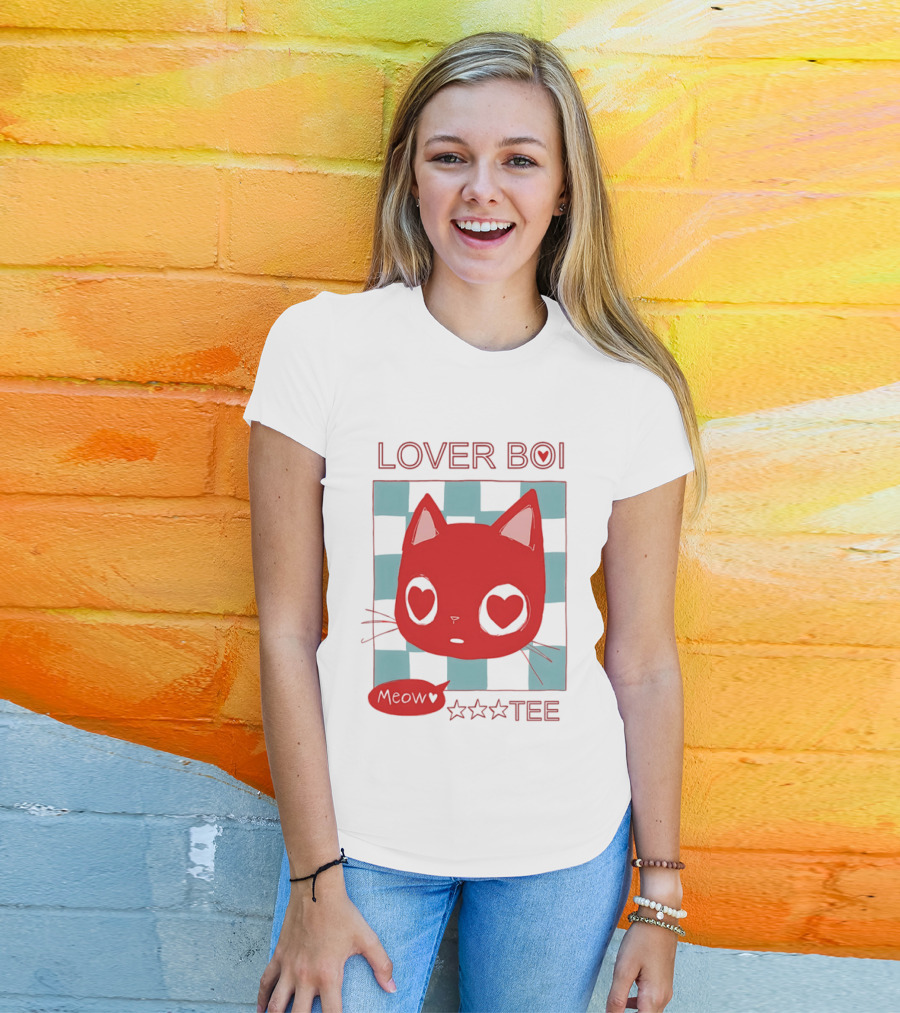 Lover Boi Meow Red Cat Star T-Shirt